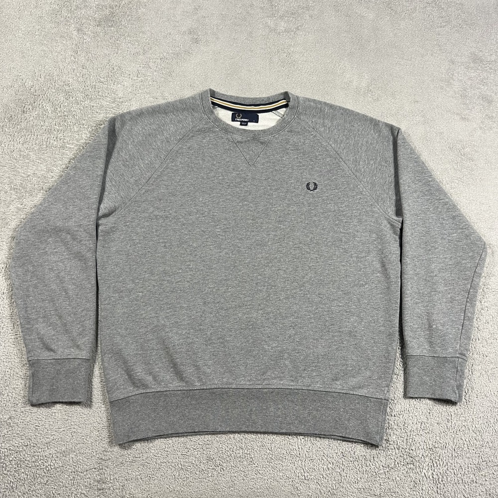 Fred Perry Sweatshirt Mens Large Gray Crew Neck Sweater